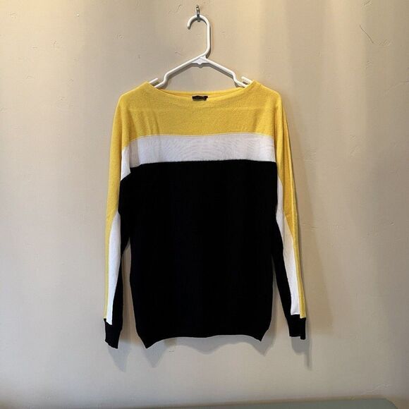 Fendi Womens Cashmere Colorblock Mesh White Yellow Black Size 40 - Picture 1 of 12